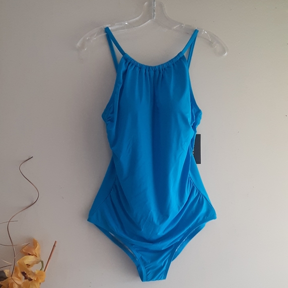 🆕️ Jantzen NWT Turquoise One Piece Swimsuit Size 10 - Picture 2 of 16